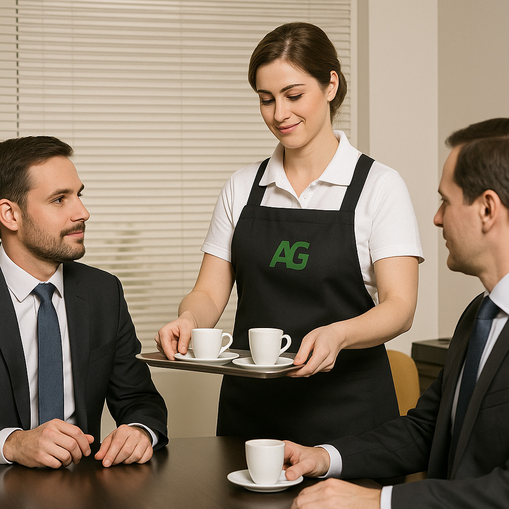 Copeira servindo refeição